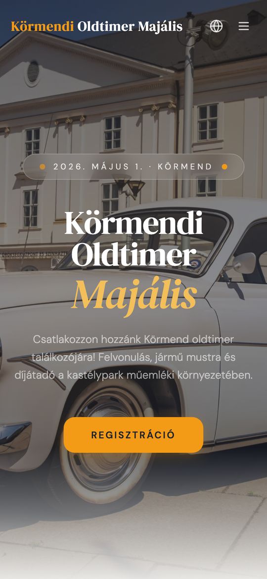 Körmendi Oldtimer Majális telefonon – 1. képernyő