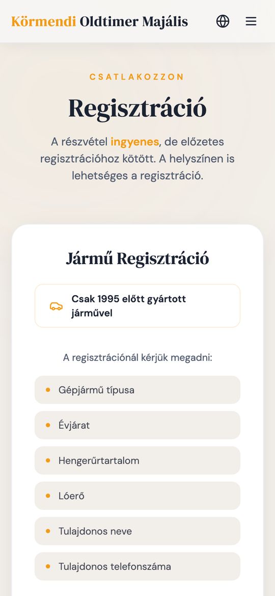 Körmendi Oldtimer Majális telefonon – 4. képernyő